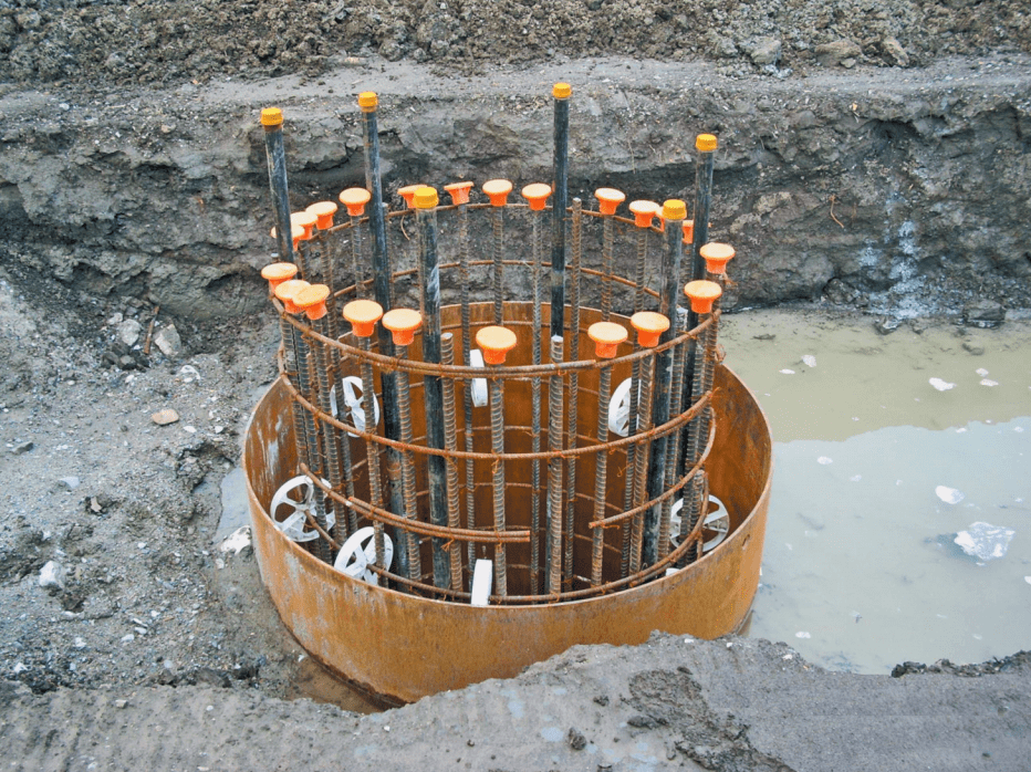 Cased shaft with spacers attached to reinforcing cage