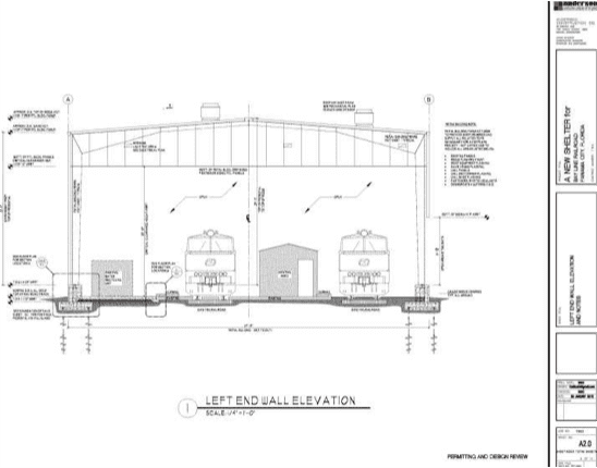 Helical Anchors resist high wind uplift forces on Train Engine Shelter in Florida